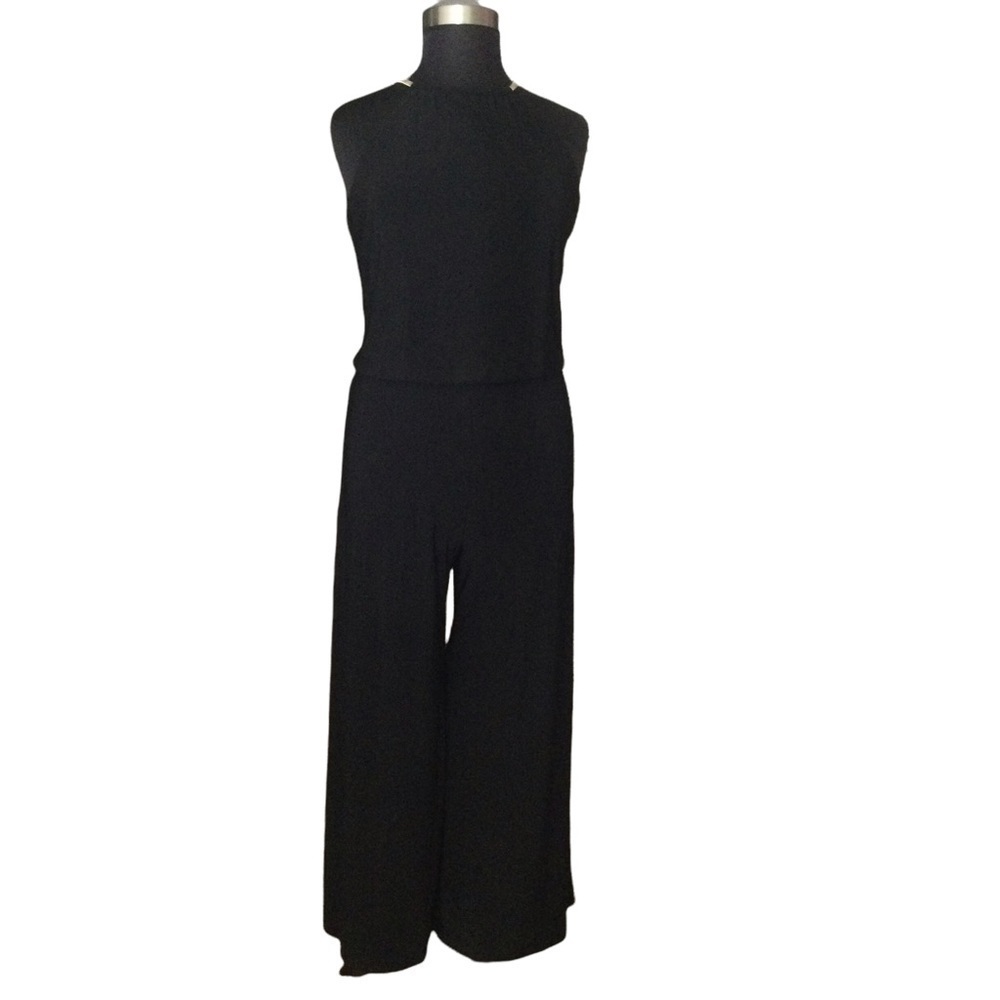 R & M Richard black Gold Chain Plus Size Jumpsuit